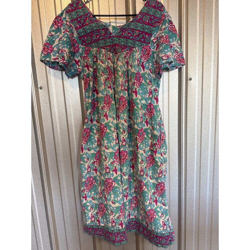 Vintage Sila Women Aloha Dress Pockets Made in Nepal Floral Womens Size‎ Small